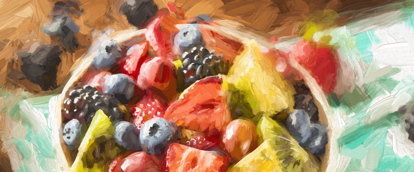 Gesunde Obstvielfalt, Glasbild Panorama