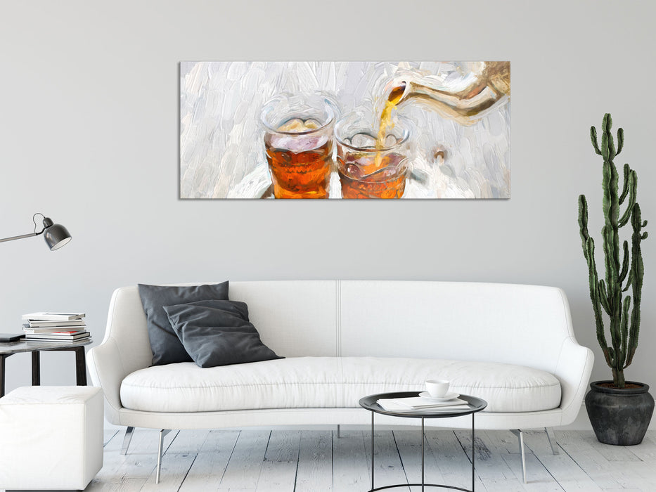 Arabischer Tee, Glasbild Panorama