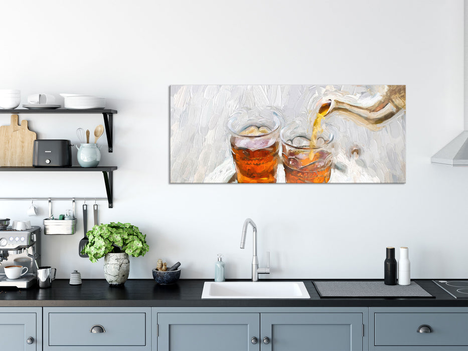Arabischer Tee, Glasbild Panorama