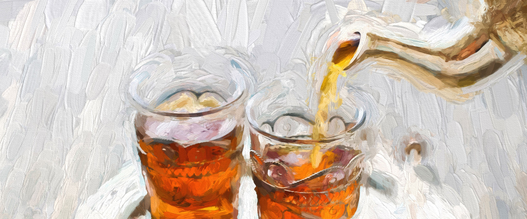 Arabischer Tee, Glasbild Panorama