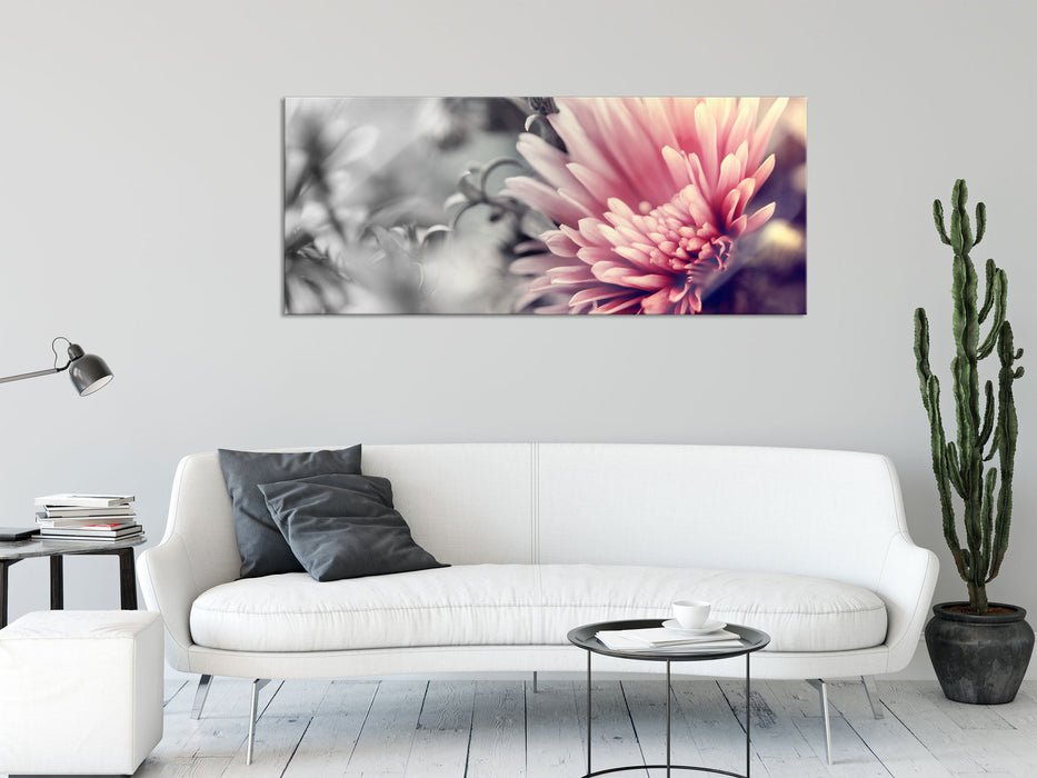 Romantische Blumen, Glasbild Panorama