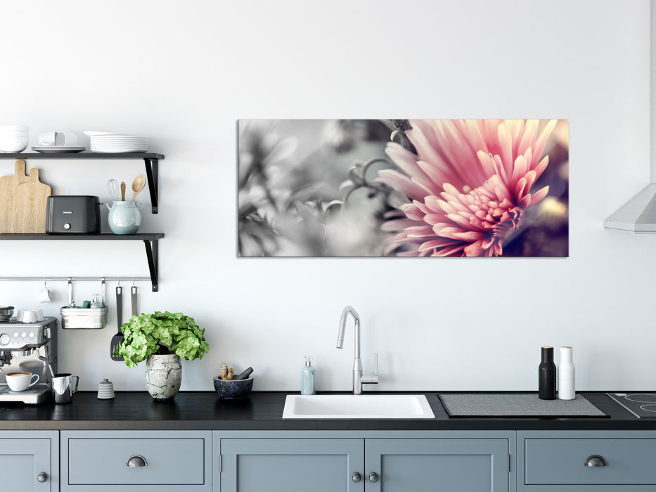 Romantische Blumen, Glasbild Panorama