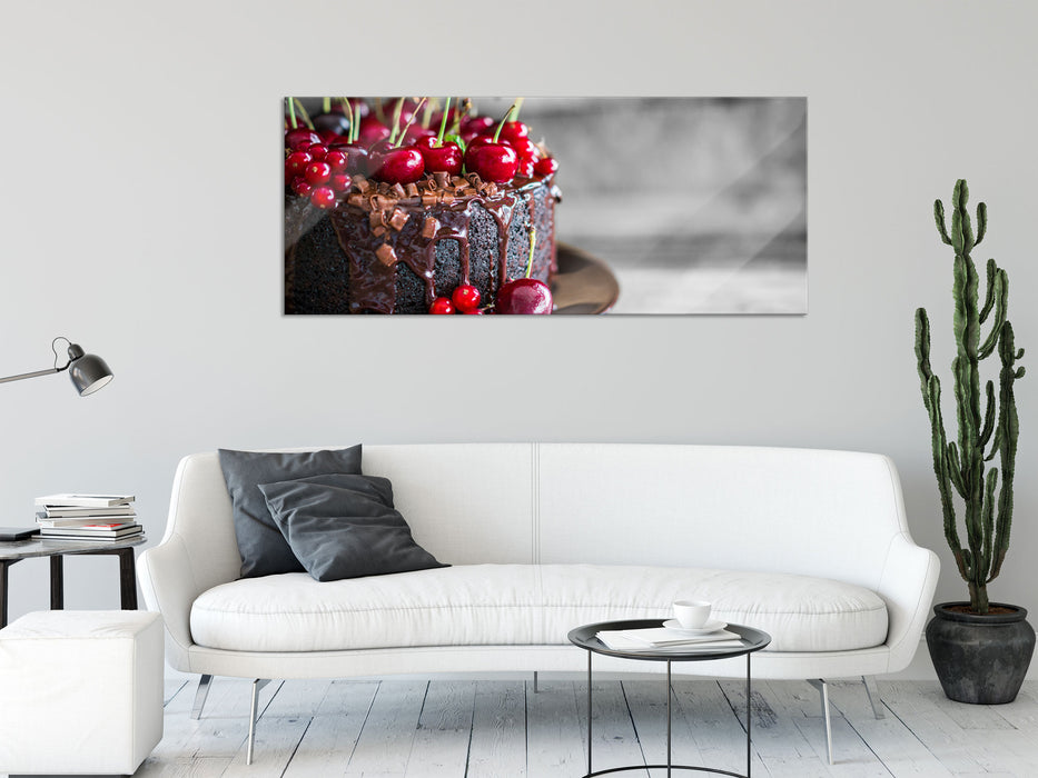 Himmlische Schokoladentorte, Glasbild Panorama