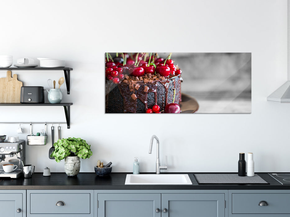 Himmlische Schokoladentorte, Glasbild Panorama