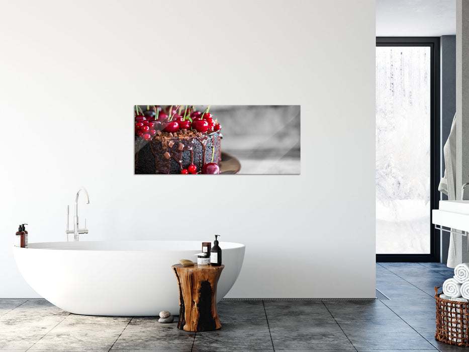 Himmlische Schokoladentorte, Glasbild Panorama