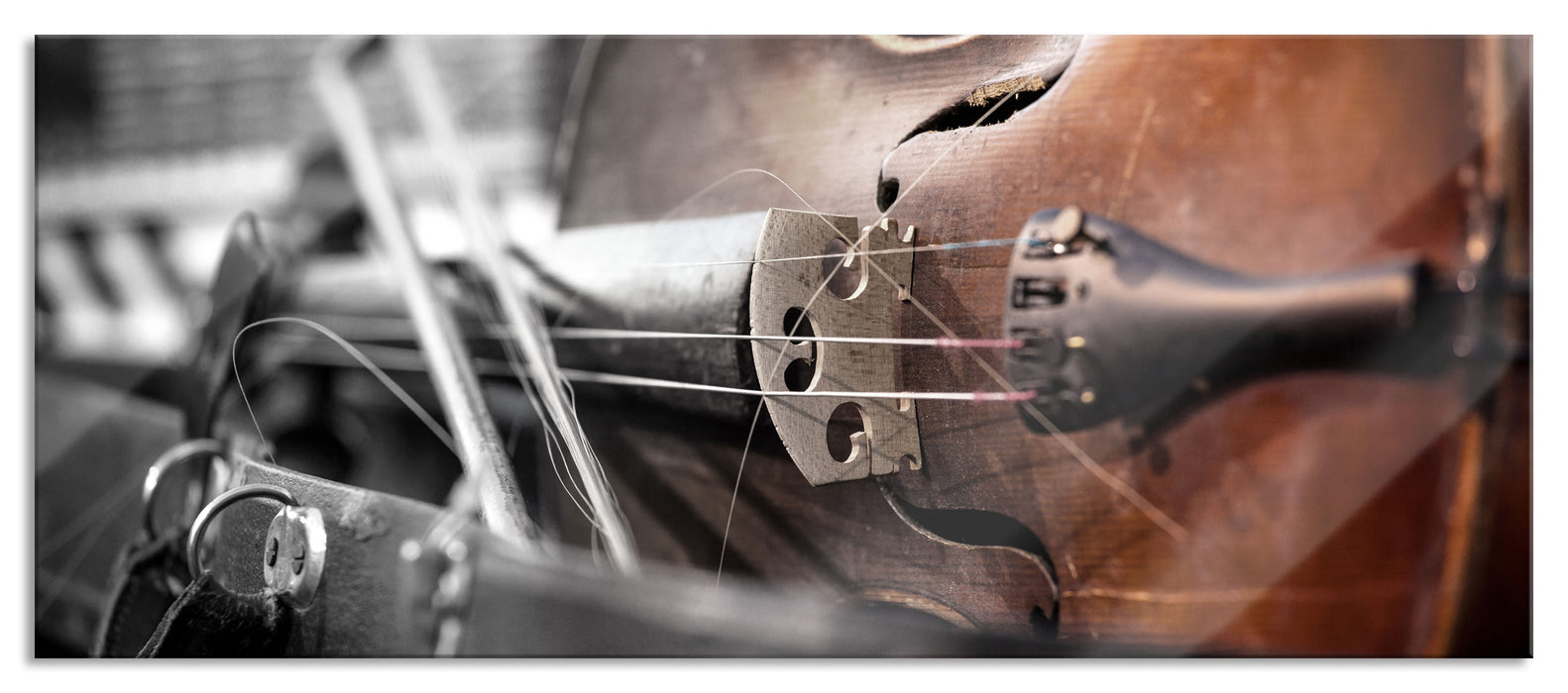 Pixxprint Alte Violine, Glasbild Panorama