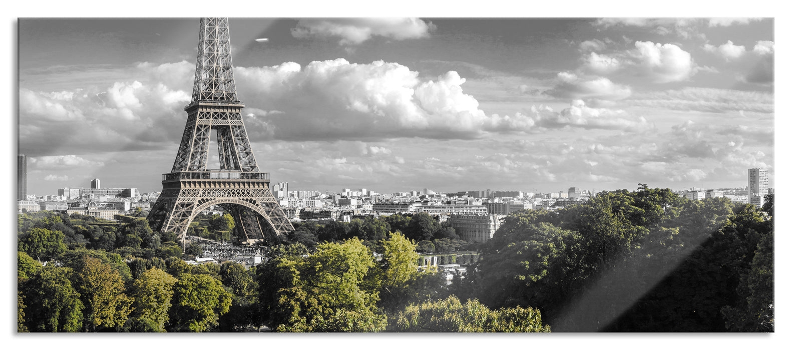 Riesiger Eiffelturm in Paris, Glasbild Panorama