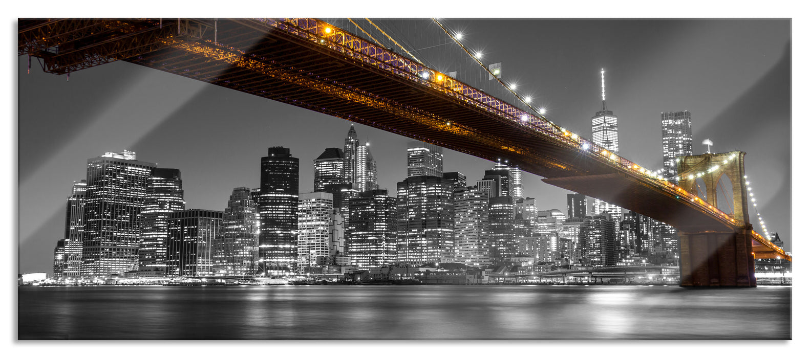 Pixxprint Skyline von Manhattan, Glasbild Panorama