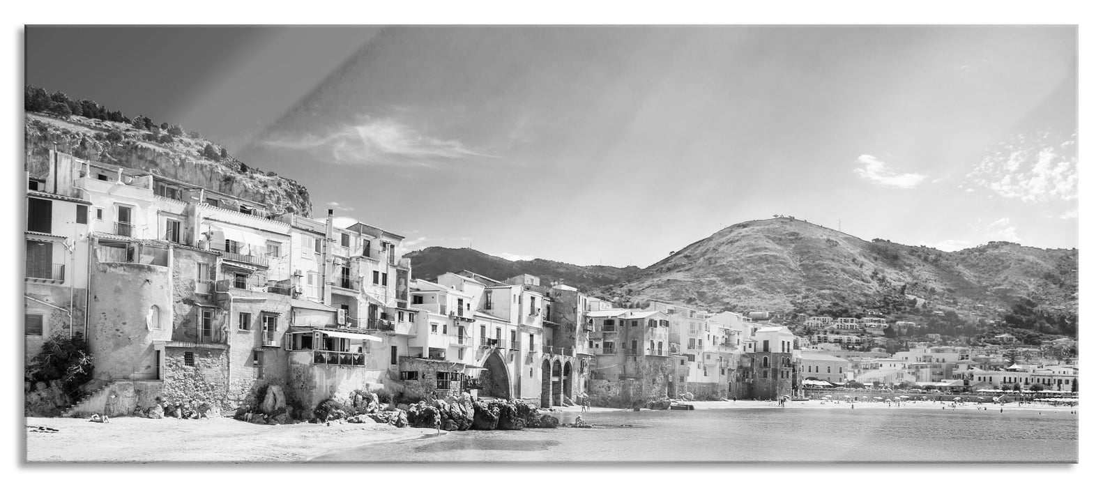 Pixxprint Wundervoller Blick auf Cefalu, Glasbild Panorama