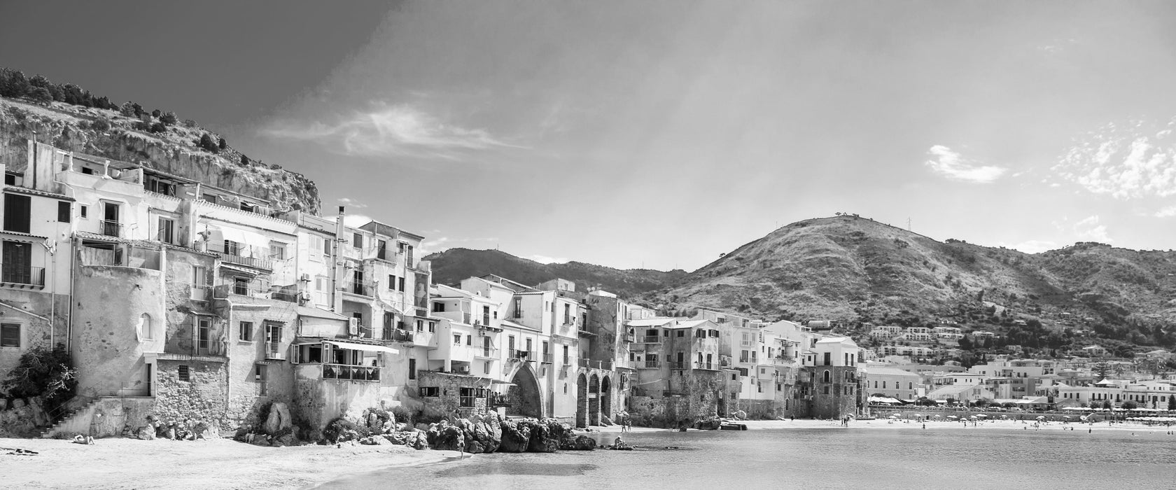 Wundervoller Blick auf Cefalu, Glasbild Panorama