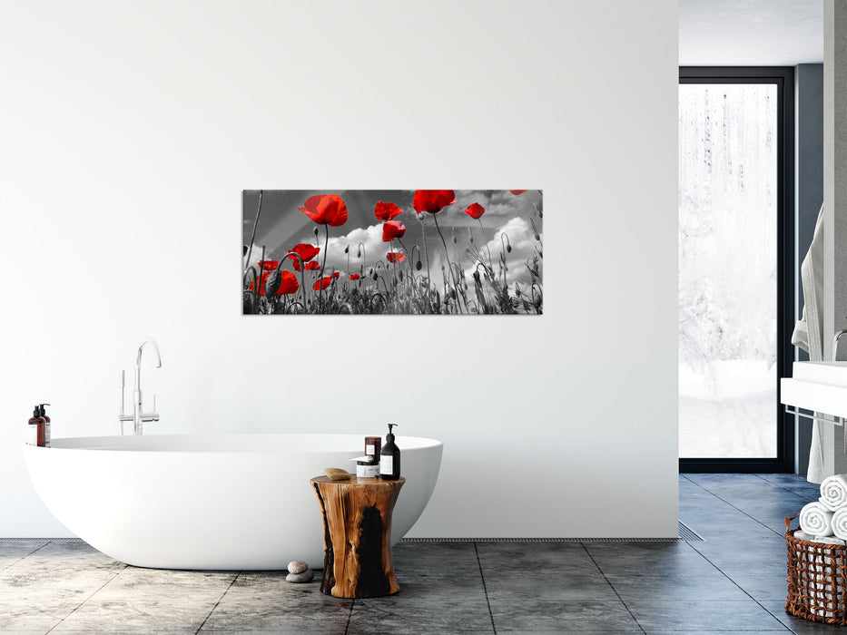 Wiese mit Blumen, Glasbild Panorama