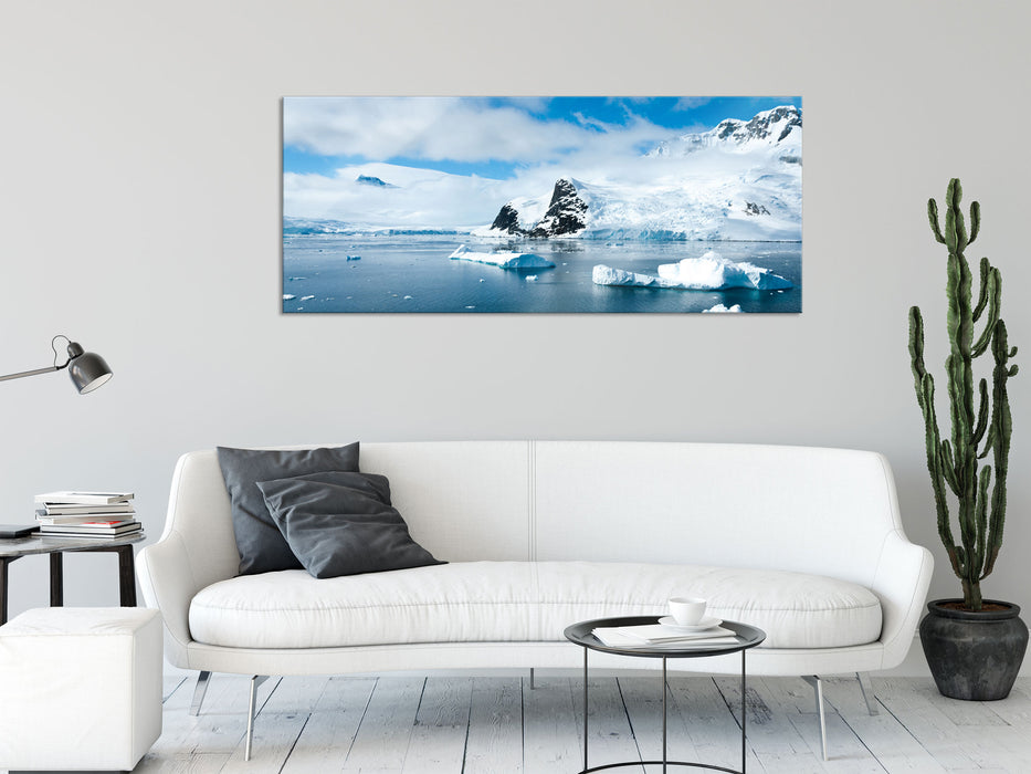 Winterlandschaft in der Antarktis, Glasbild Panorama