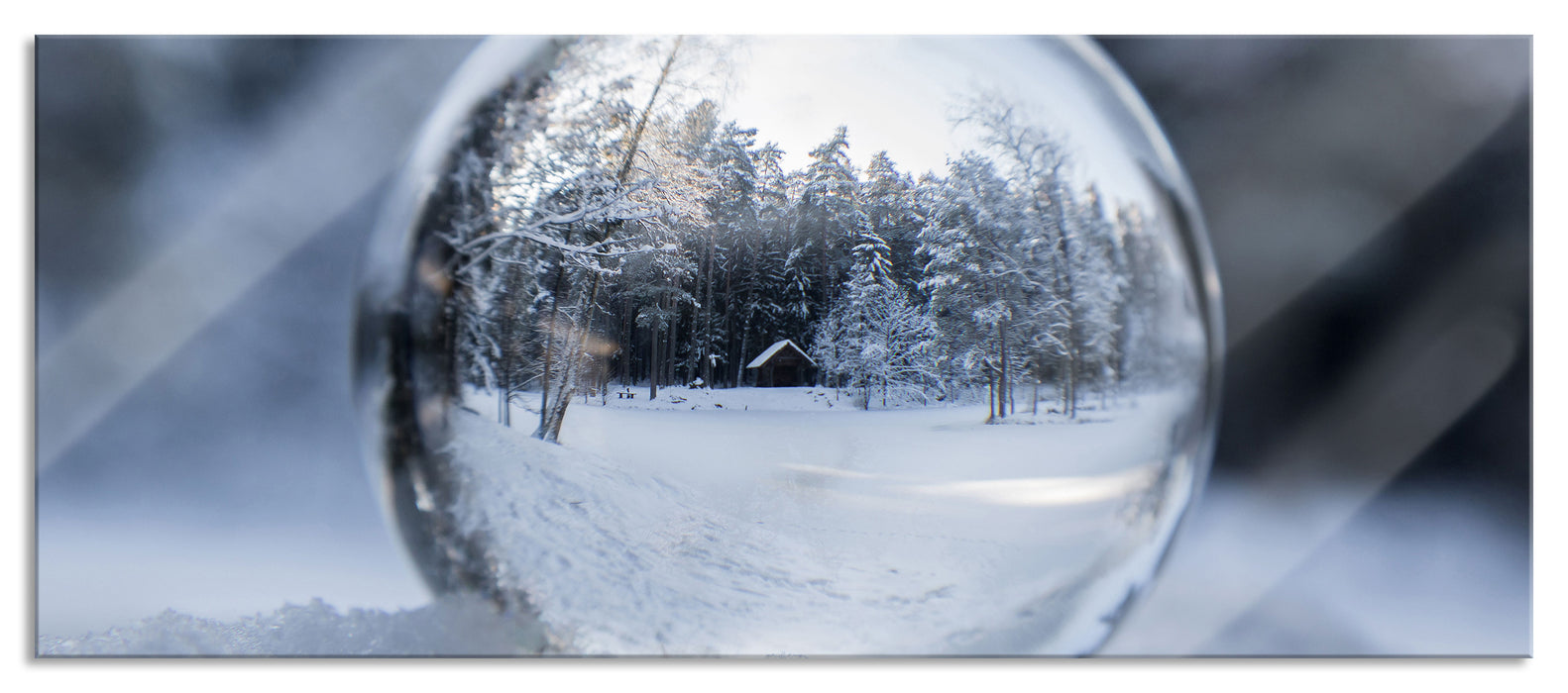 Pixxprint Eiskugel Winterlandschaft, Glasbild Panorama