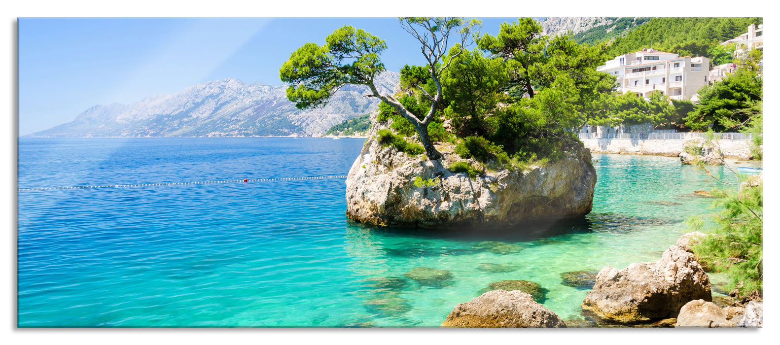 Pixxprint Dalmatia Strand in Kroatien, Glasbild Panorama