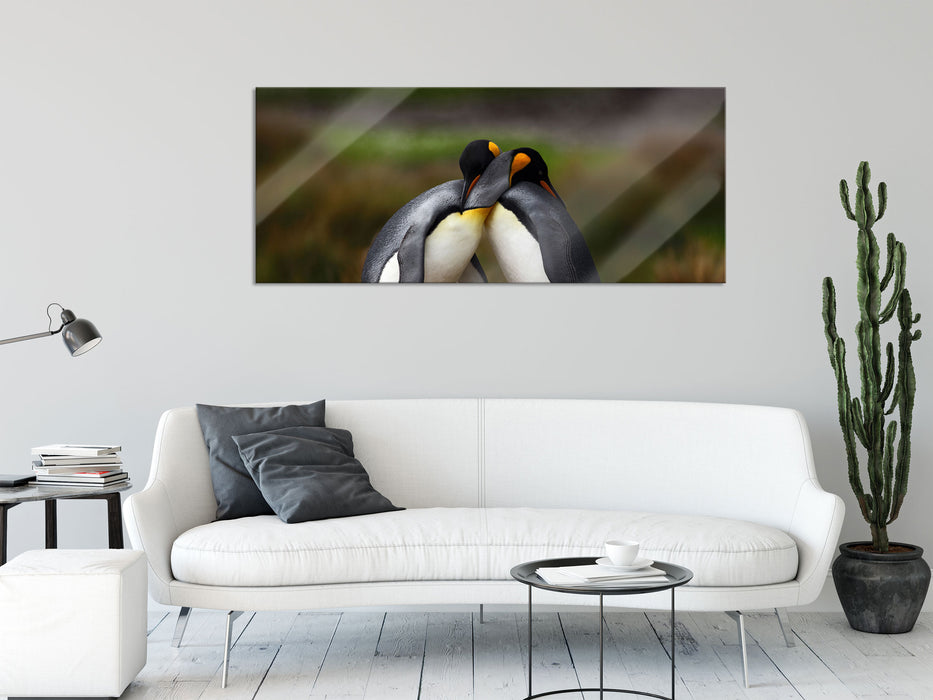 Pinguine in der Antarktis, Glasbild Panorama