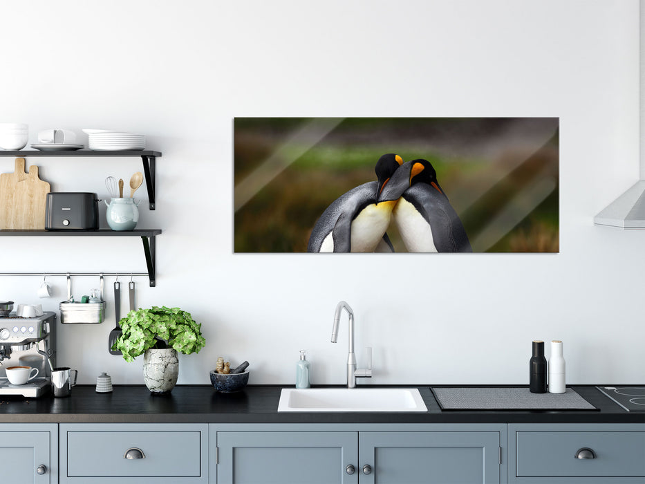 Pinguine in der Antarktis, Glasbild Panorama