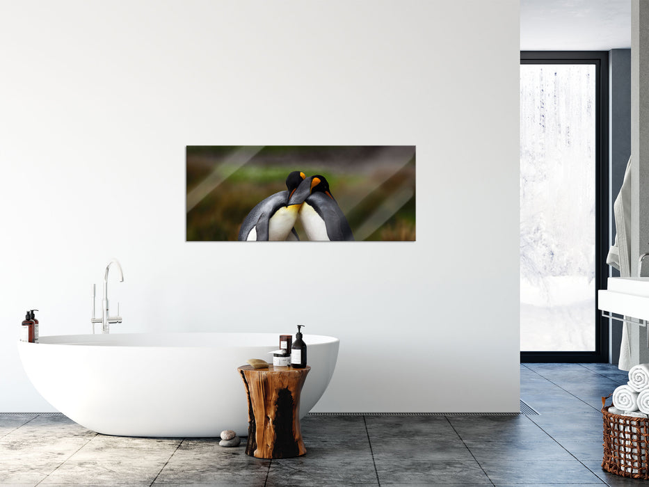 Pinguine in der Antarktis, Glasbild Panorama