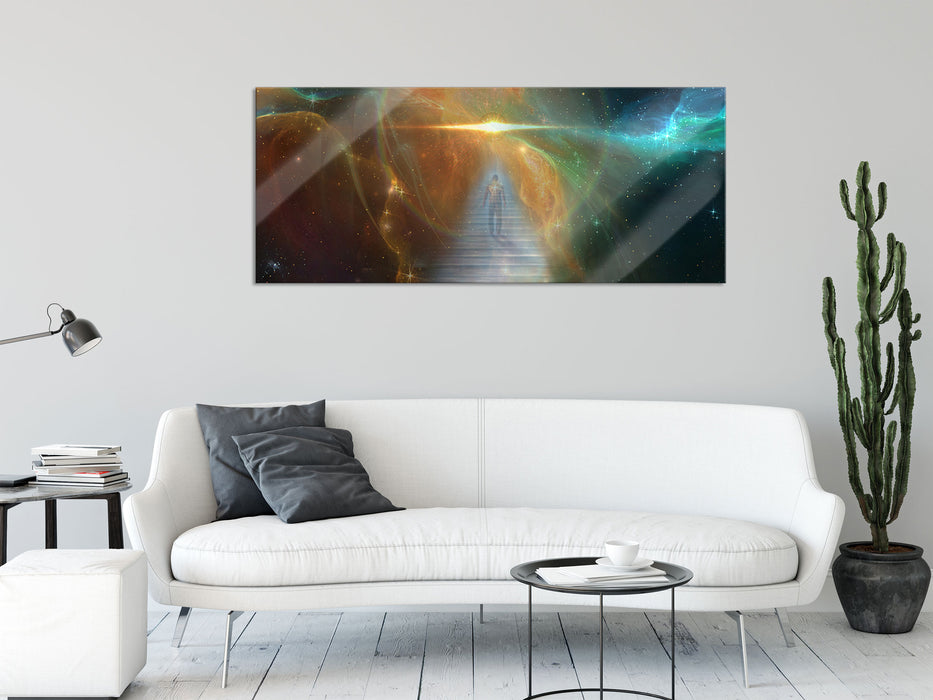 Kosmische Treppe in die Galaxis, Glasbild Panorama