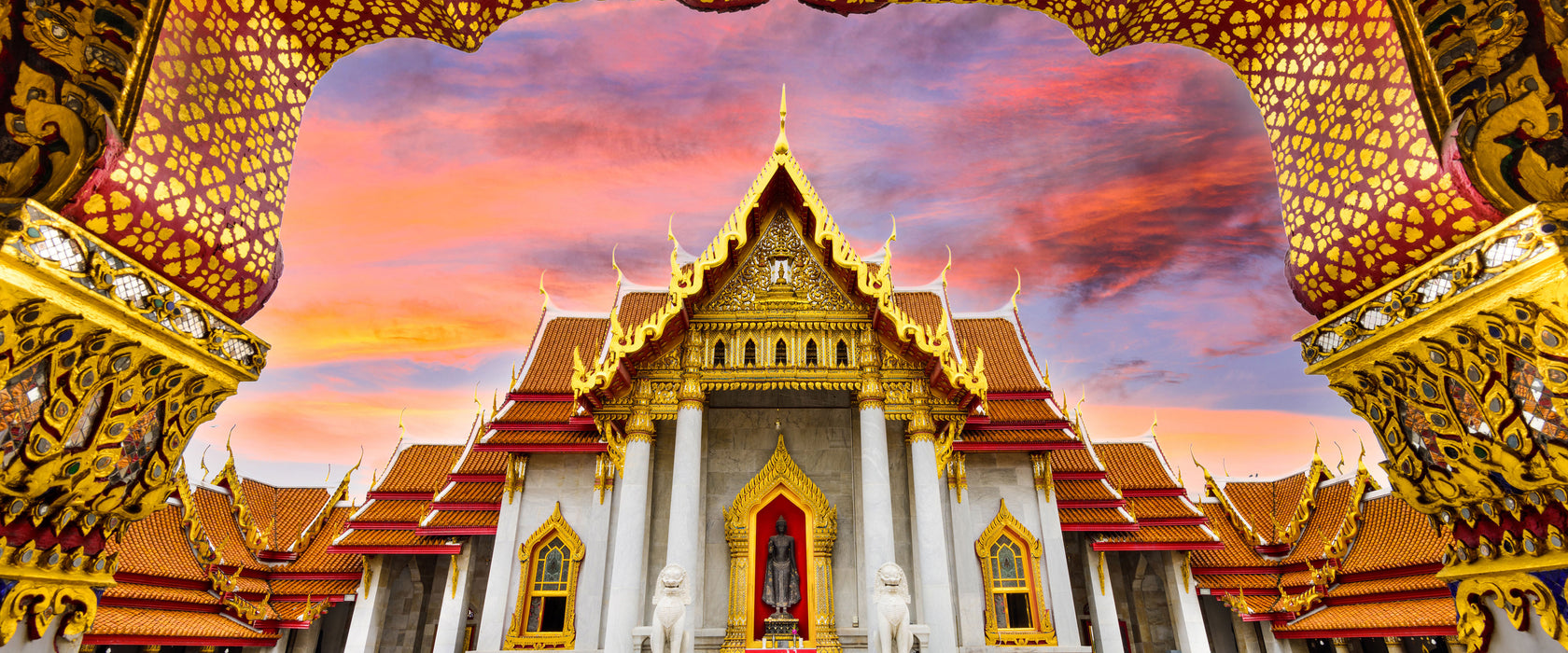 Marmortempel von Bangkok, Glasbild Panorama