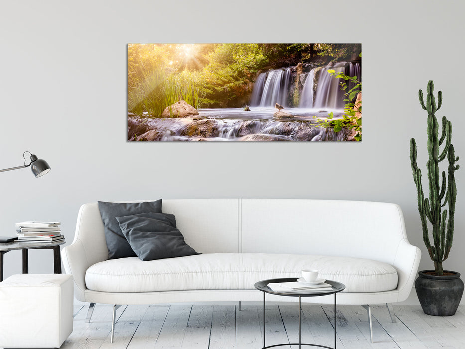 Wasserfall, Glasbild Panorama