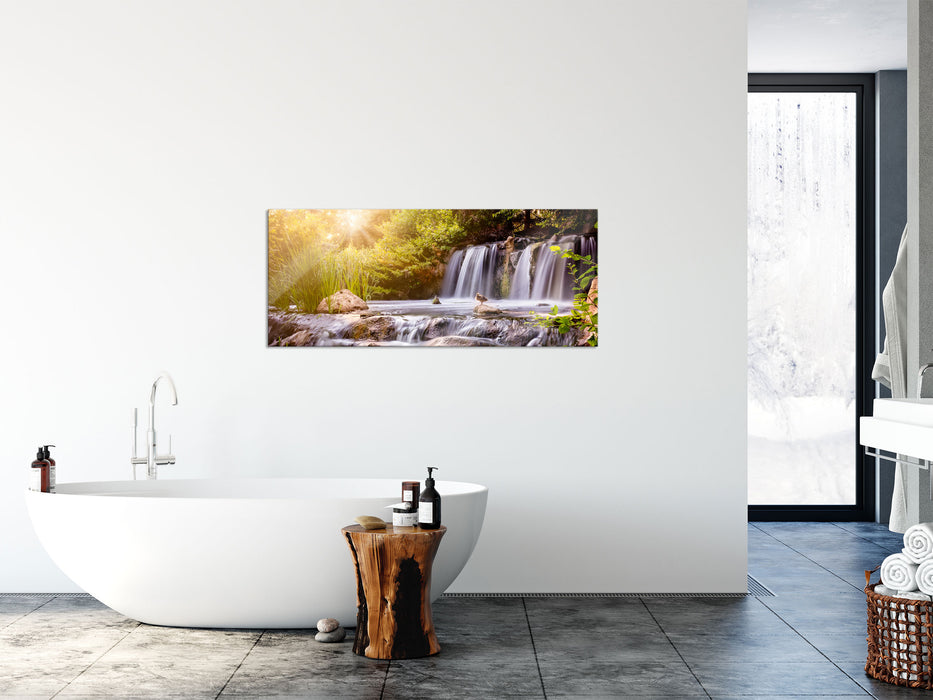 Wasserfall, Glasbild Panorama