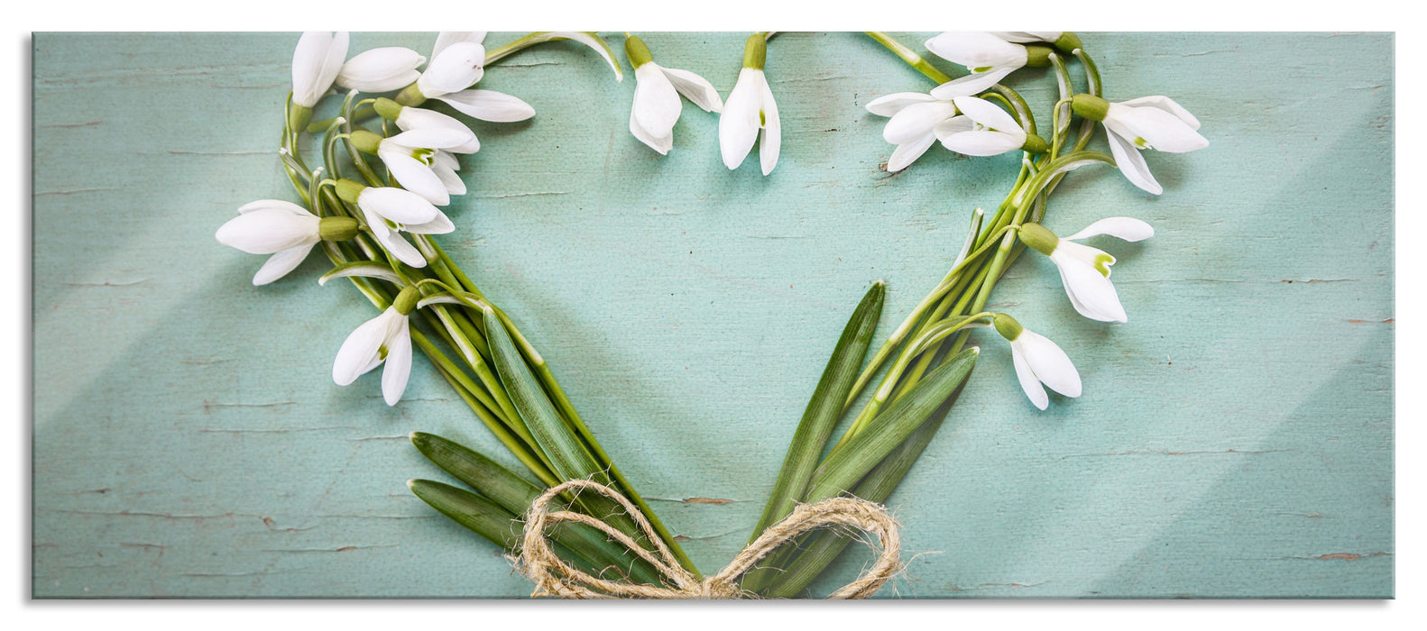 Pixxprint Herz aus Blumen, Glasbild Panorama