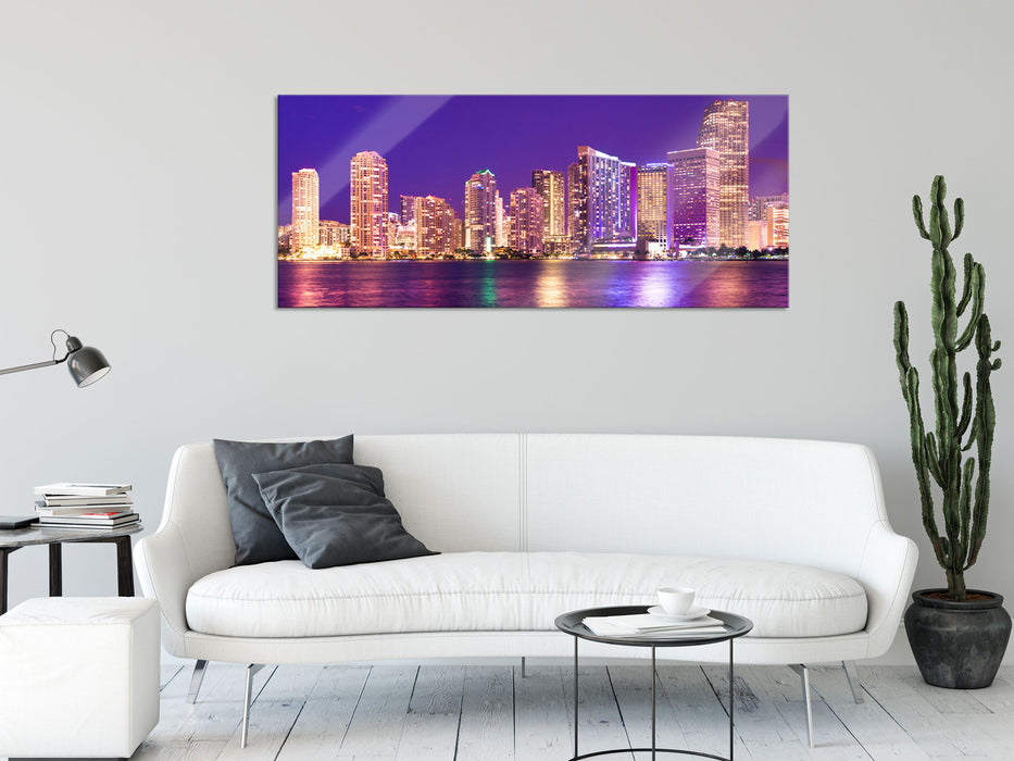 Skyline von Miami Florida, Glasbild Panorama