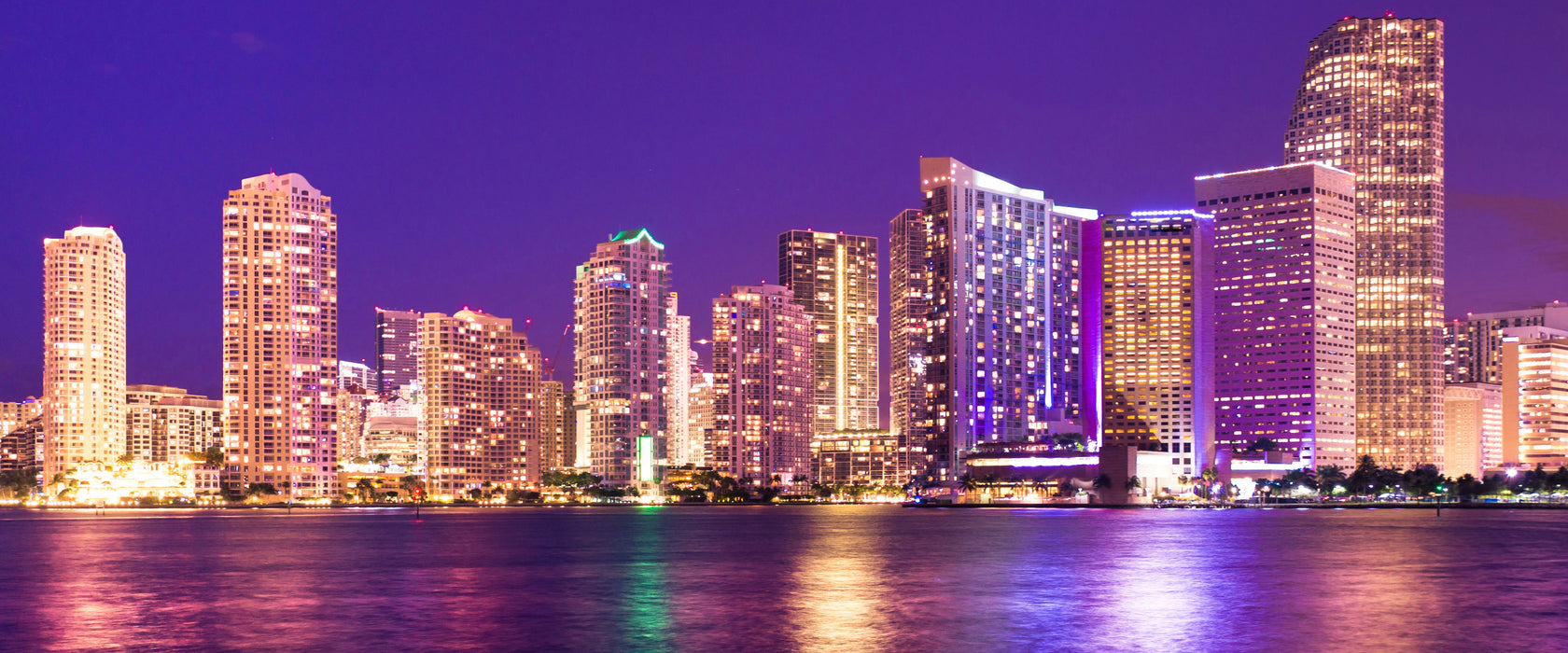 Skyline von Miami Florida, Glasbild Panorama