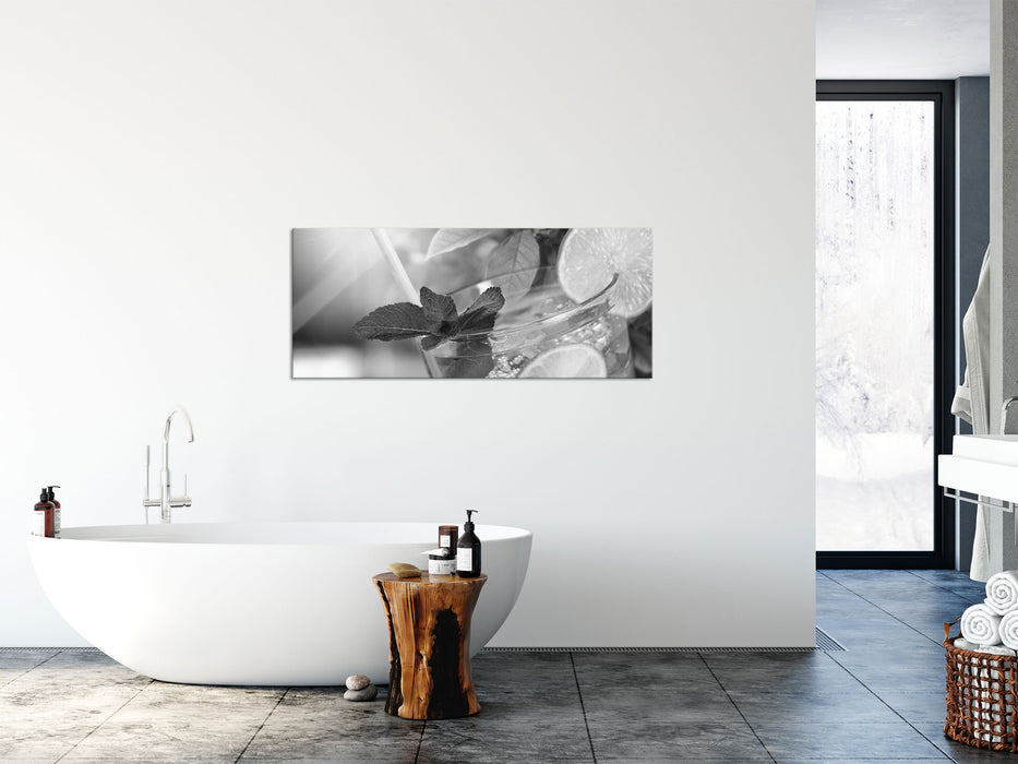 Erfrischender Mojito Cocktail, Glasbild Panorama