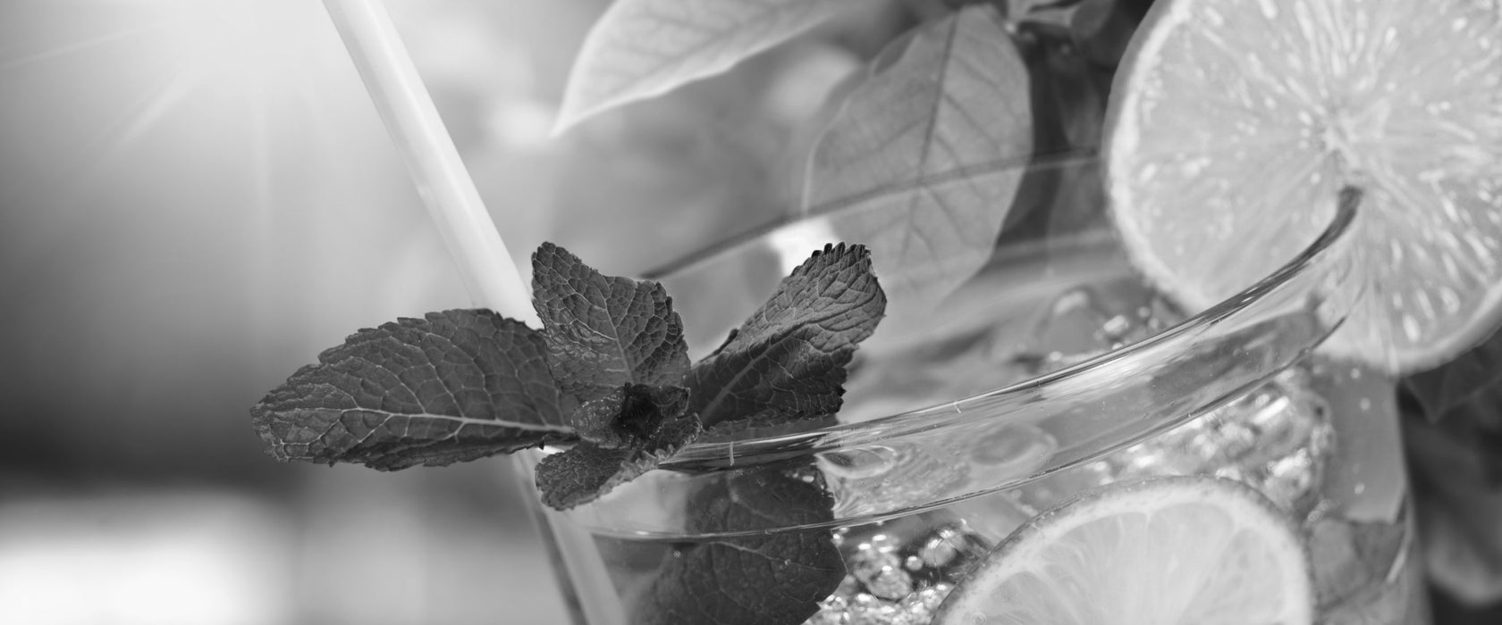 Erfrischender Mojito Cocktail, Glasbild Panorama