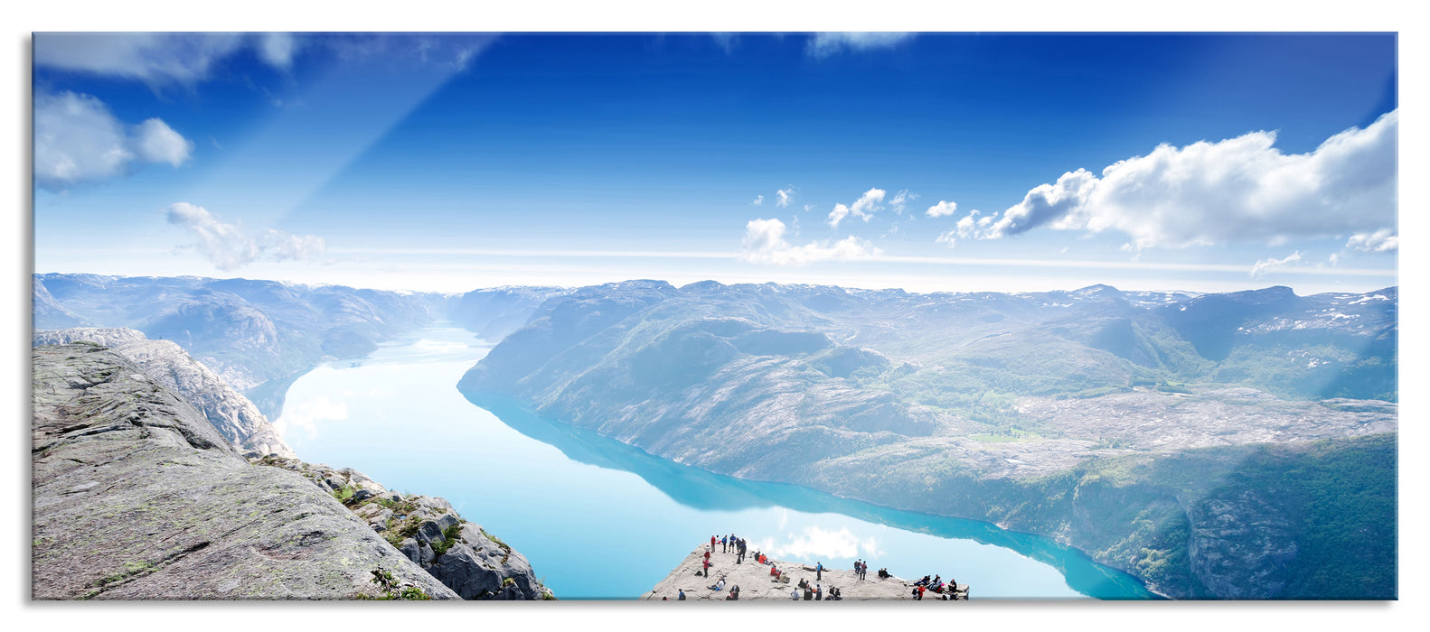 Pixxprint Preikestolen Lysefjord Norwegen, Glasbild Panorama