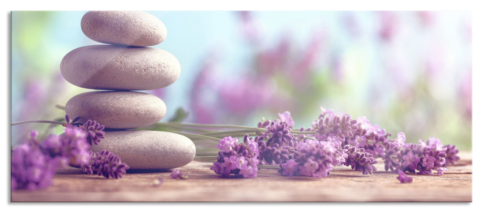 Pixxprint Lavendel Spa-Stillleben, Glasbild Panorama