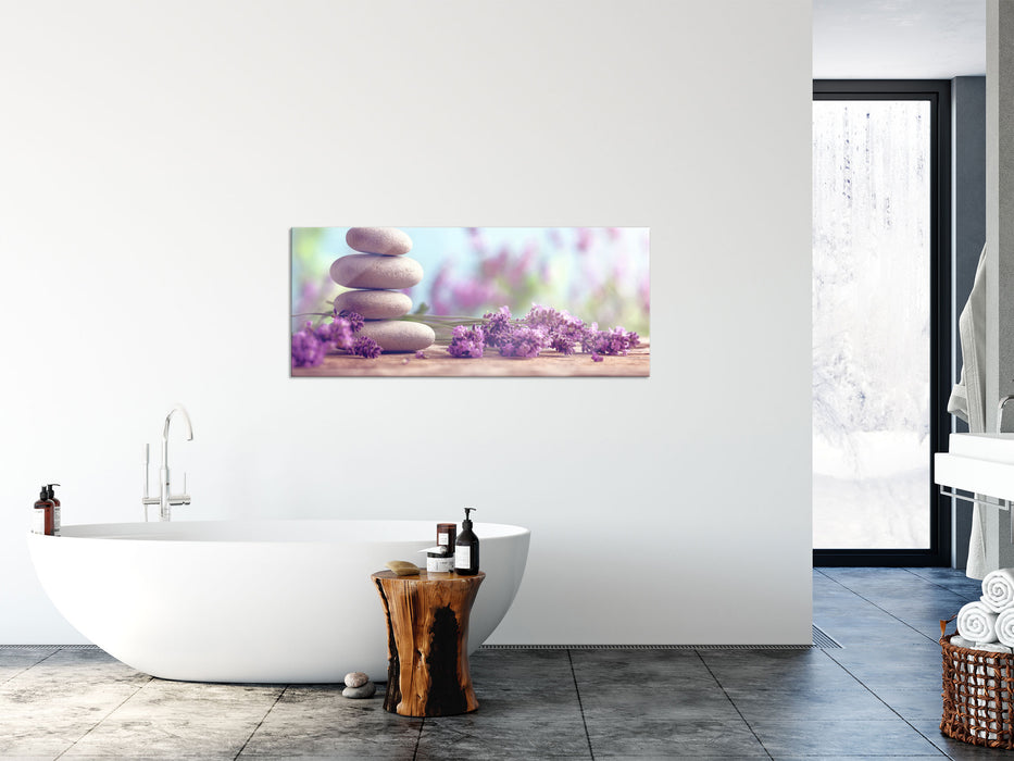 Lavendel Spa-Stillleben, Glasbild Panorama