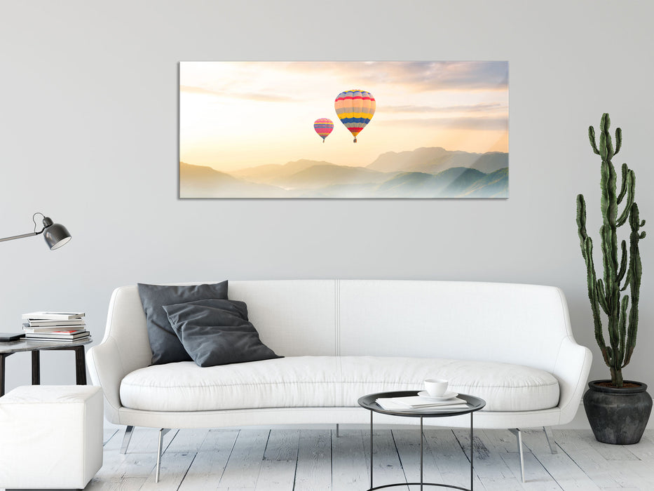 Heißluftballon, Glasbild Panorama