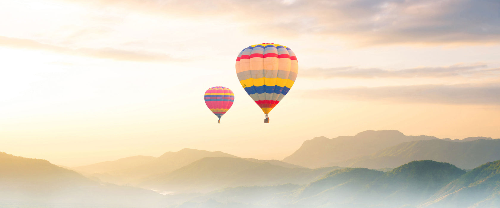 Heißluftballon, Glasbild Panorama