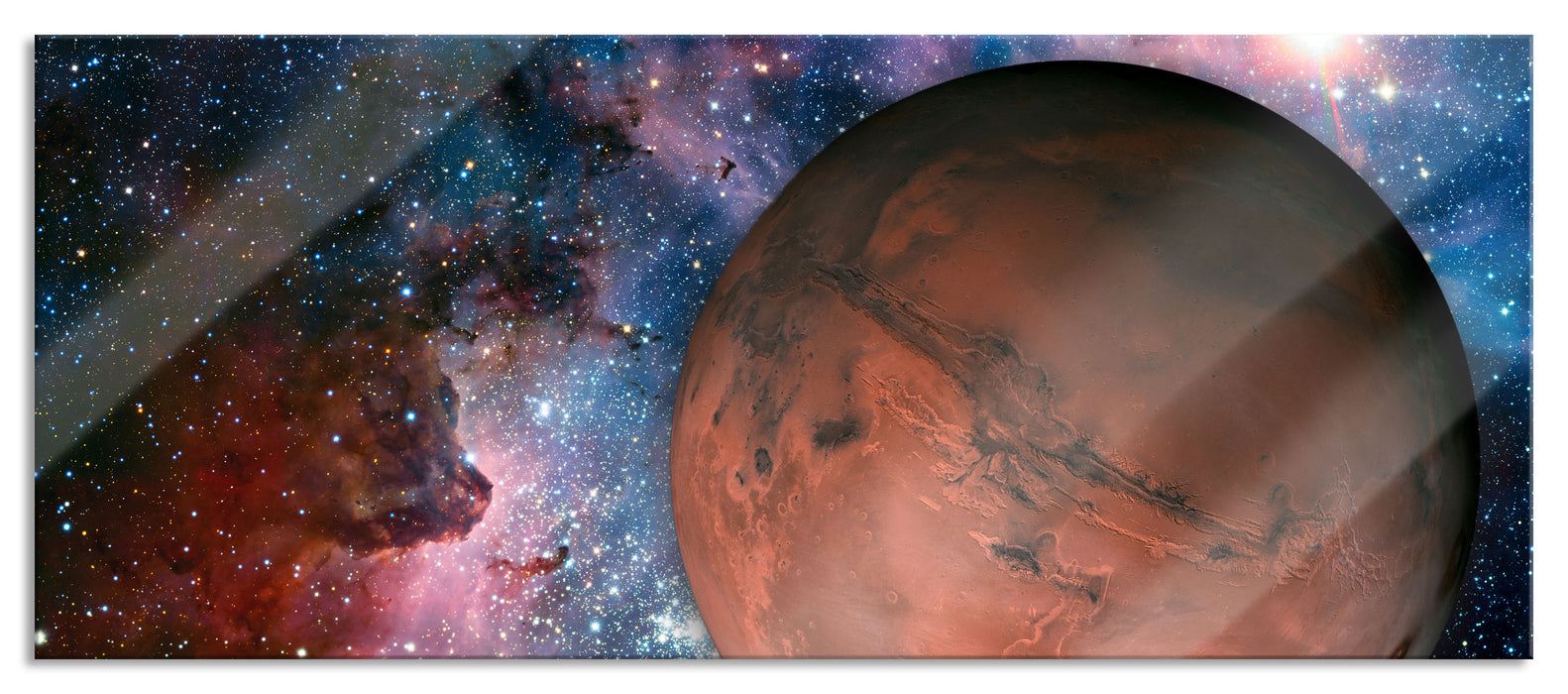 Pixxprint Mars im Weltall, Glasbild Panorama