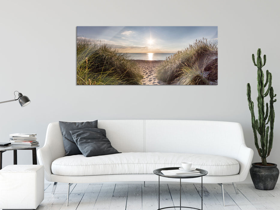 der Weg ins Meer, Glasbild Panorama