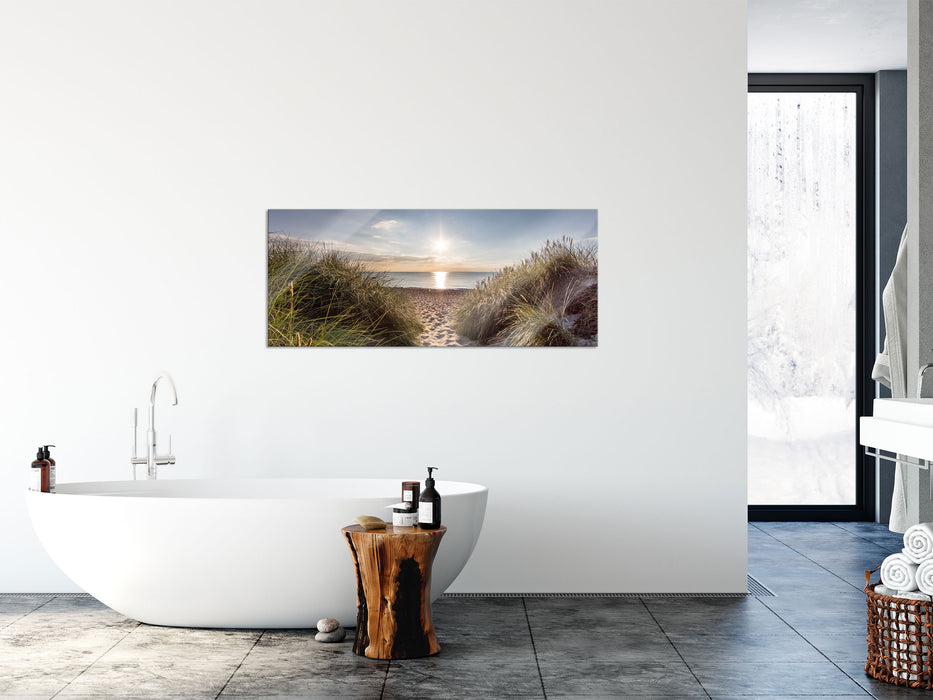 der Weg ins Meer, Glasbild Panorama