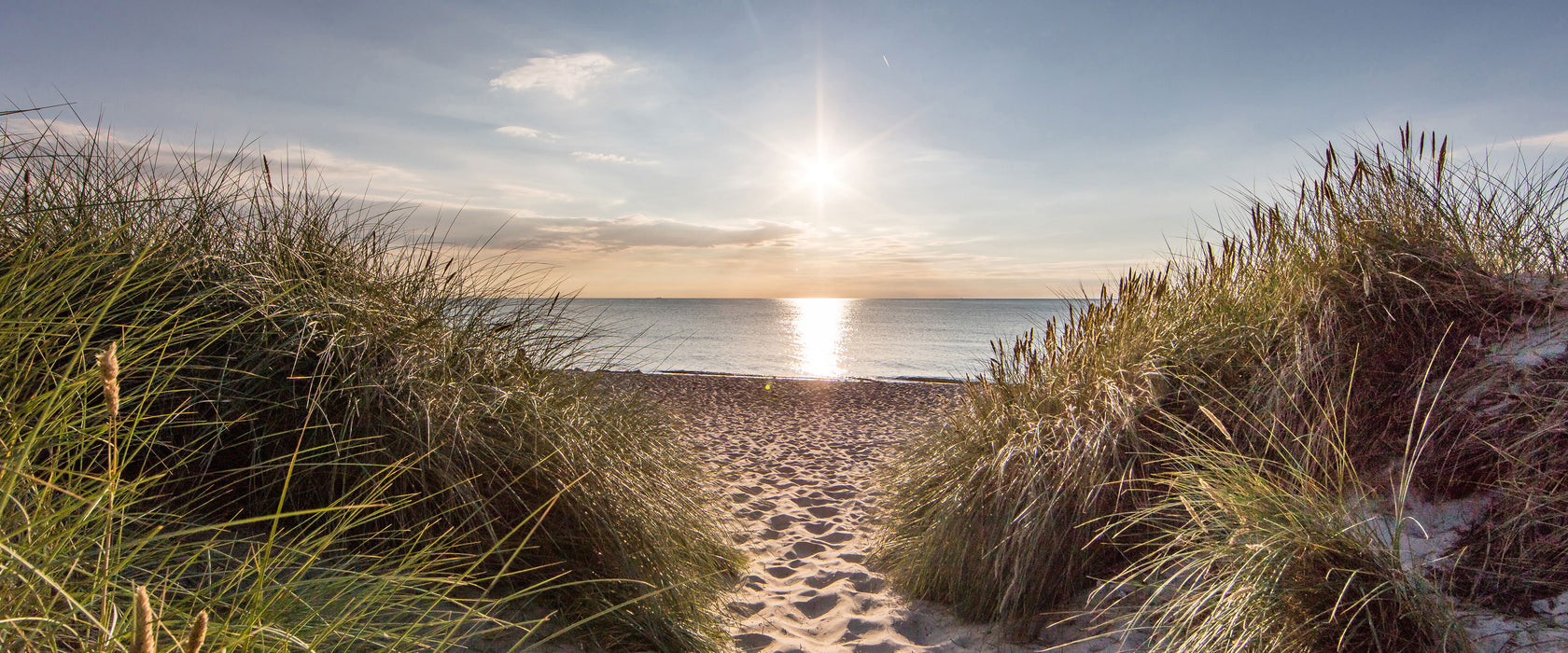 der Weg ins Meer, Glasbild Panorama