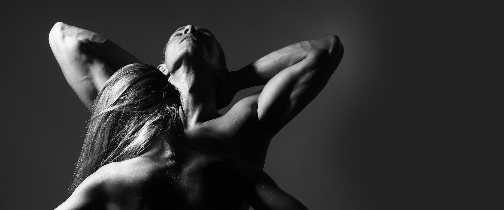 Fitness Paar, Glasbild Panorama