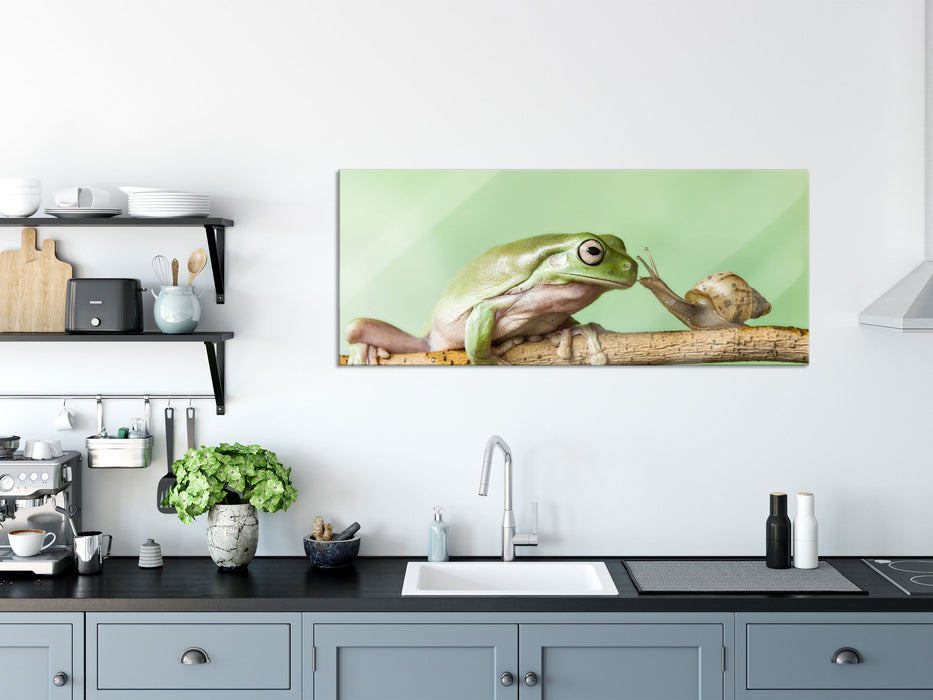 der Frosch und die Schnecke, Glasbild Panorama