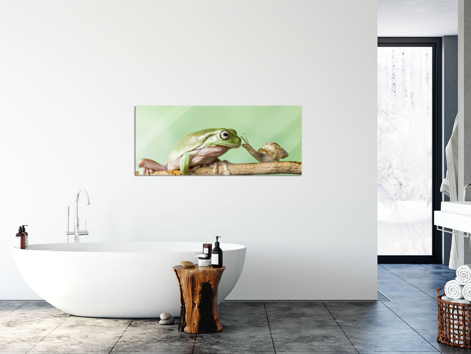 der Frosch und die Schnecke, Glasbild Panorama