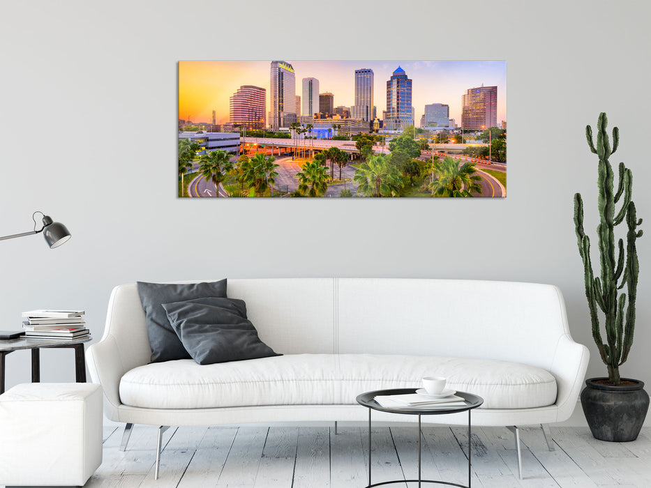 Skyline in den USA, Glasbild Panorama