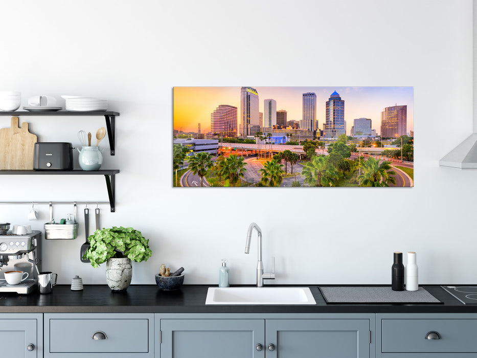 Skyline in den USA, Glasbild Panorama