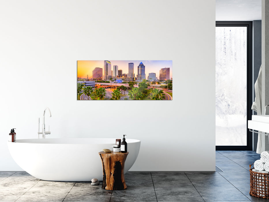 Skyline in den USA, Glasbild Panorama