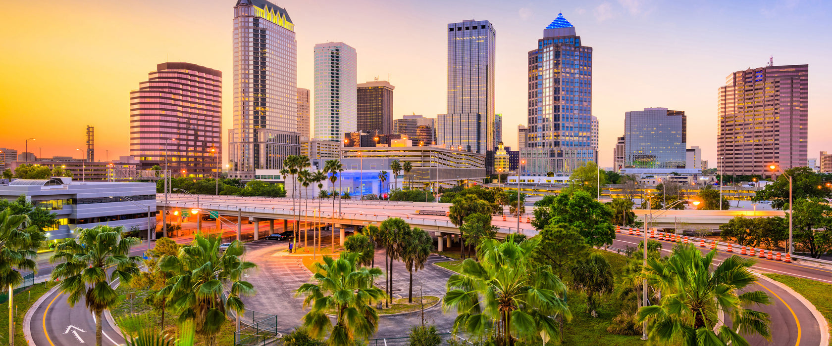 Skyline in den USA, Glasbild Panorama