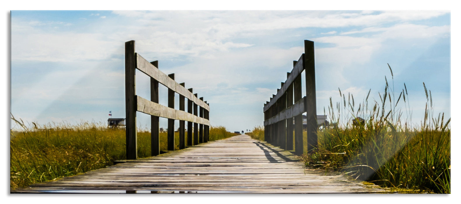 Pixxprint Steg in der Landschaft, Glasbild Panorama