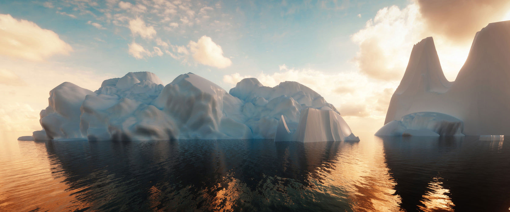 Eisschollen in der Antarktis, Glasbild Panorama