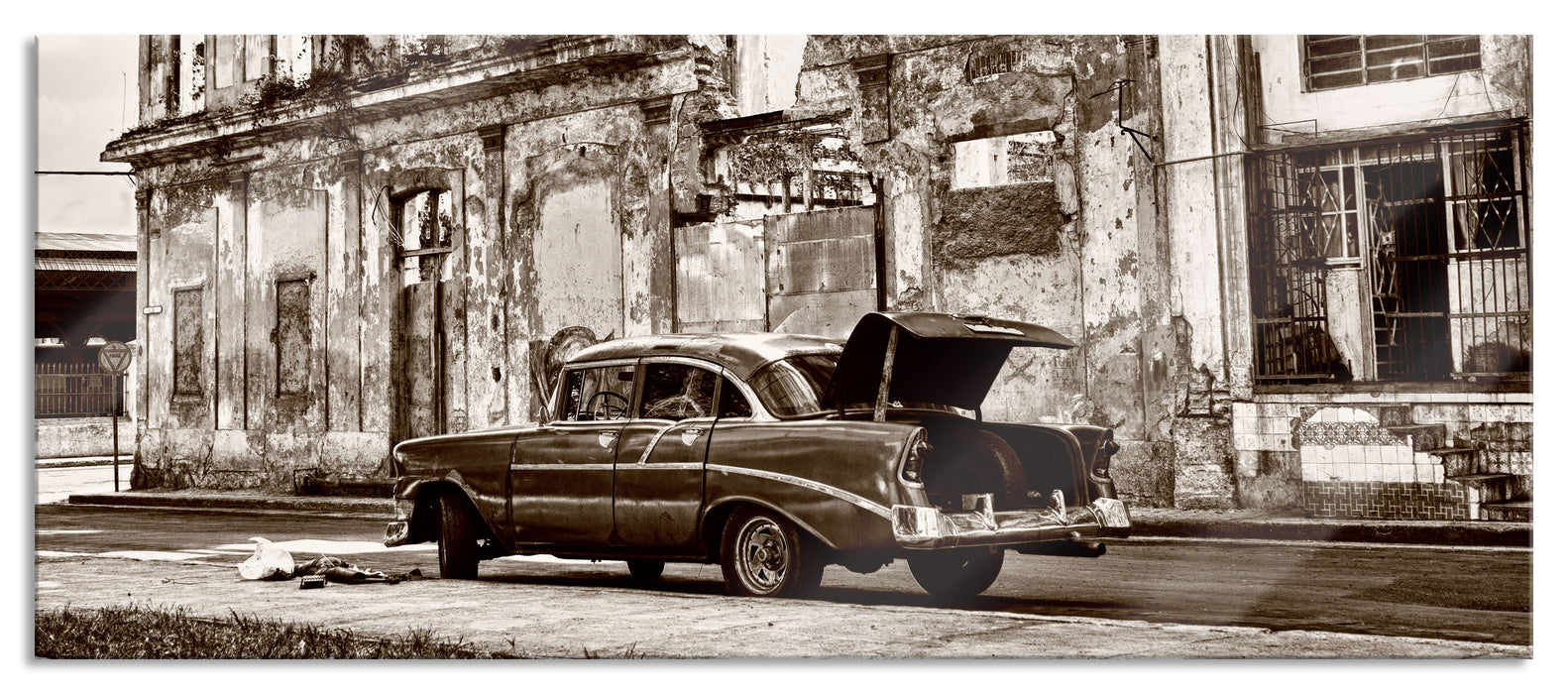 die Strassen Havannas, Glasbild Panorama