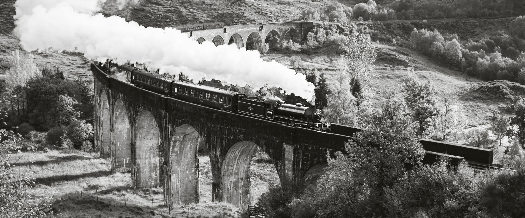 Lokomotive Glenfinnan Viadukt, Glasbild Panorama